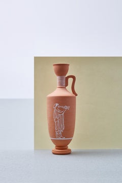 Lekythos, Decorated Terracotta one flower Vase, Greek ceramic Inspiration