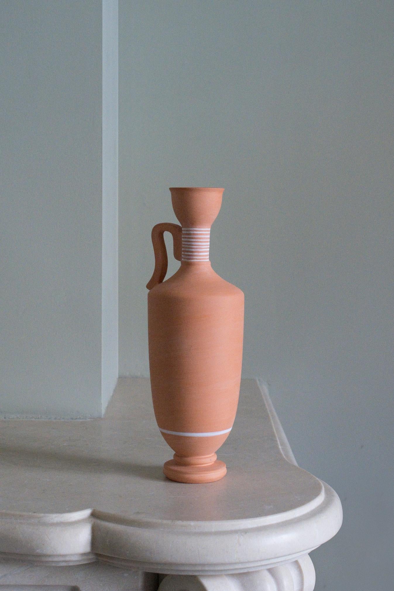 Classical Greek Lekythos, Decorated Terracotta one flower Vase, Greek ceramic Inspiration For Sale