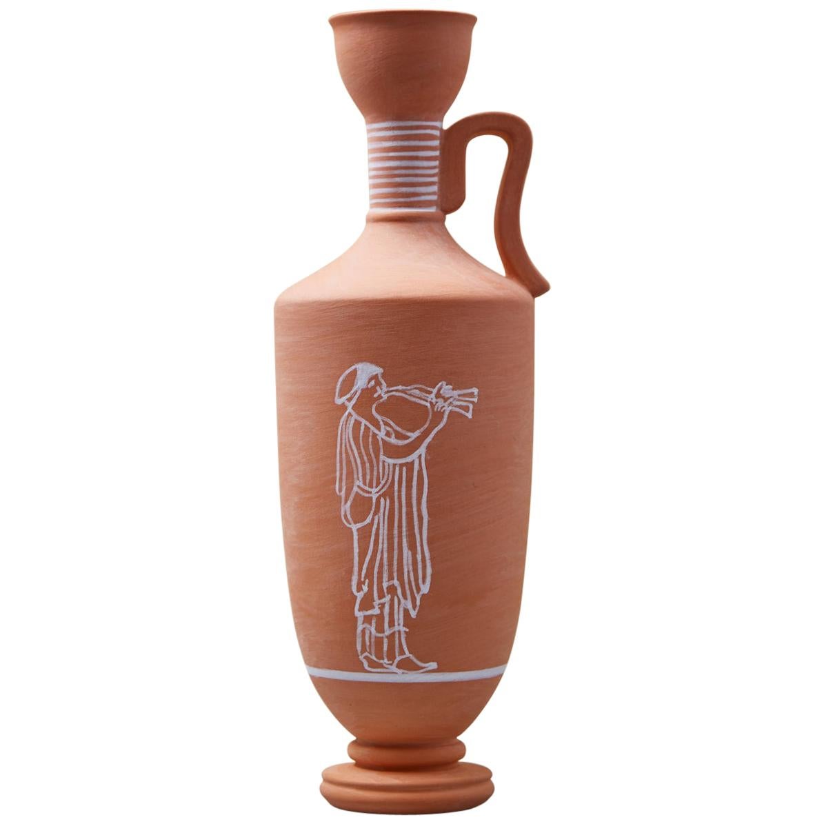 Lekythos, Decorated Terracotta one flower Vase, Greek ceramic Inspiration For Sale