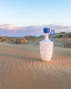 Lekythos Decorative Vase in Blue Marbled Ceramic by Stella Orlandino