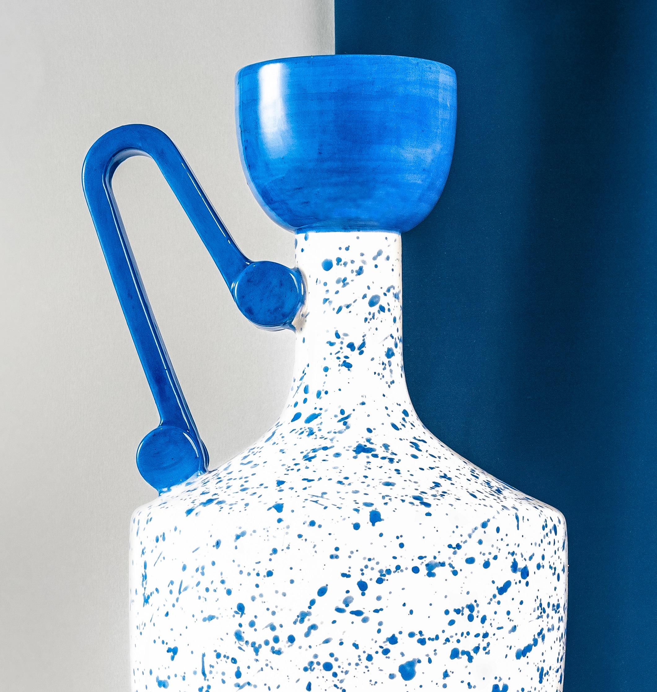 Other Lekythos Decorative Vase in Blue Marbled Ceramic by Stella Orlandino For Sale
