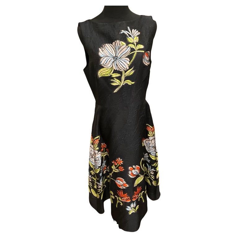 sachin and babi light blue dress LELA ROSE Size 6 Black Red Silk Blend Floral Evening Cocktail Dress  Sui  Generis Designer Consignment