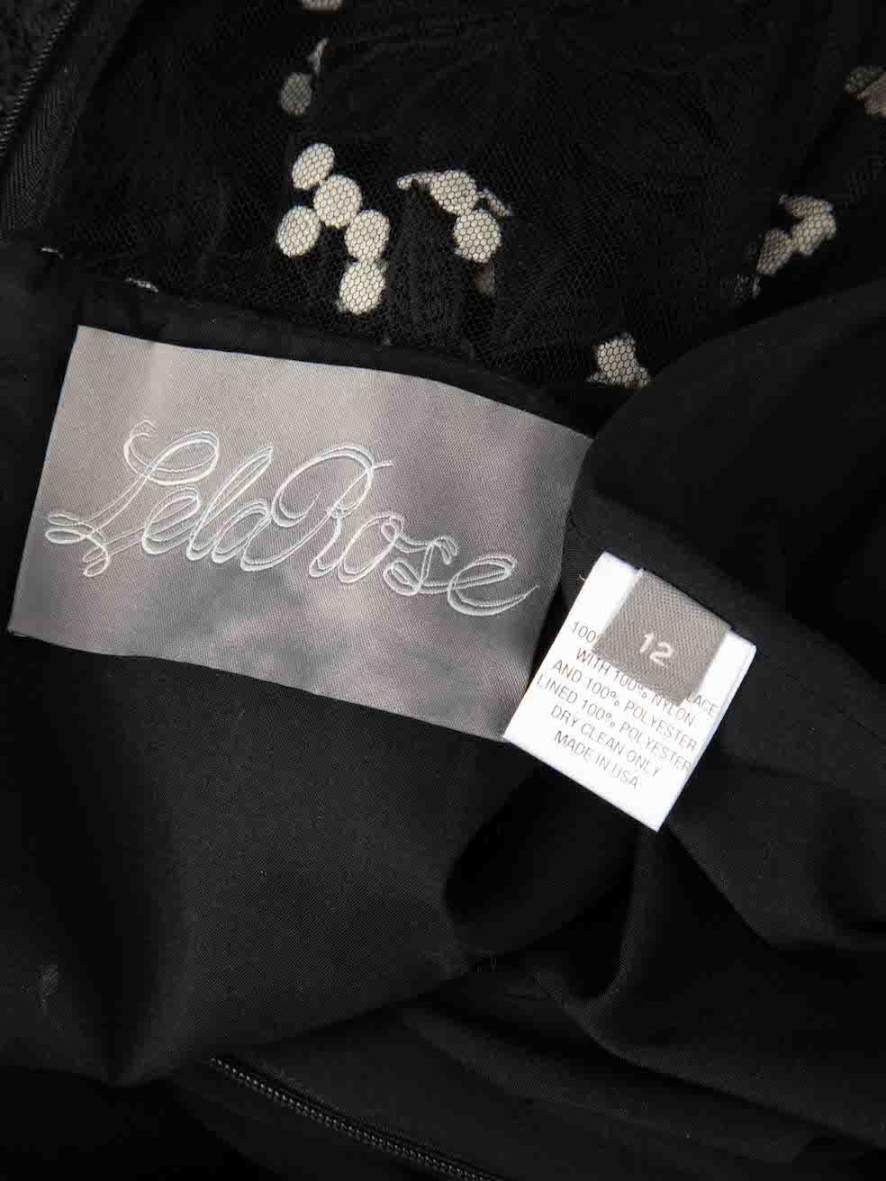 Women's Lela Rose Black Floral Lace Panel Maxi Dress Size XXL For Sale
