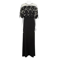 Lela Rose Black Floral Lace Panel Maxi Dress Size XXL