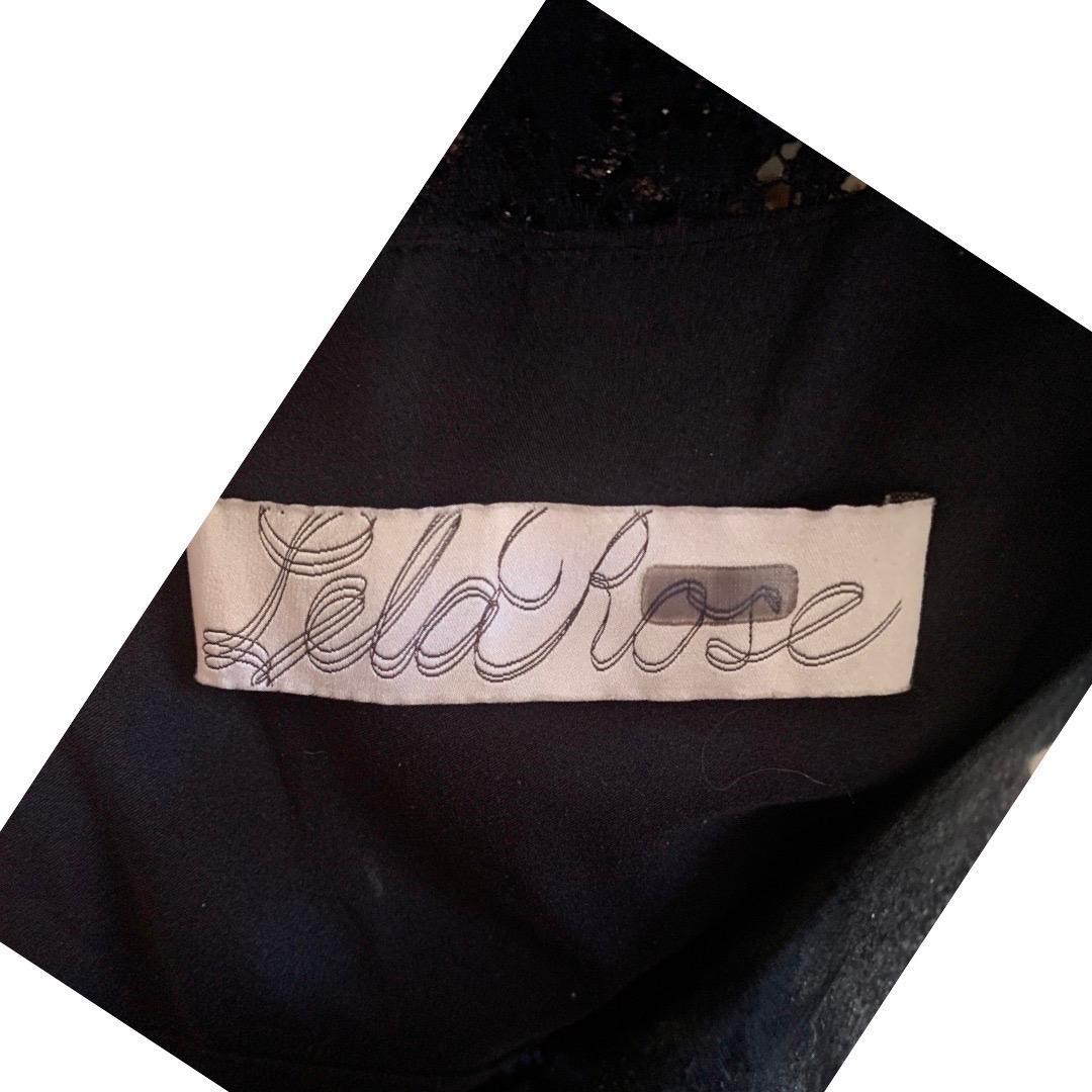 Lela Rose Sexy Silver Metallic Splatter Print on Black Lace Dress Size 0 For Sale 5