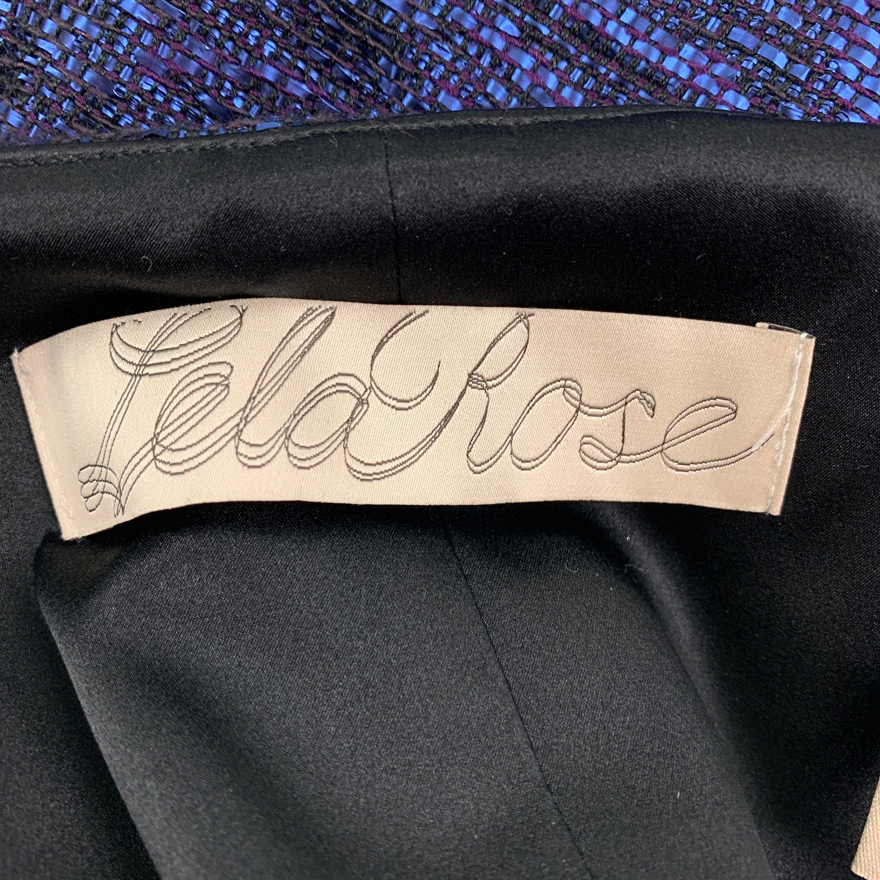 LELA ROSE Talla 6 Azul Negro Acrílico Tejido Vestido de cóctel sin tirantes en venta 1