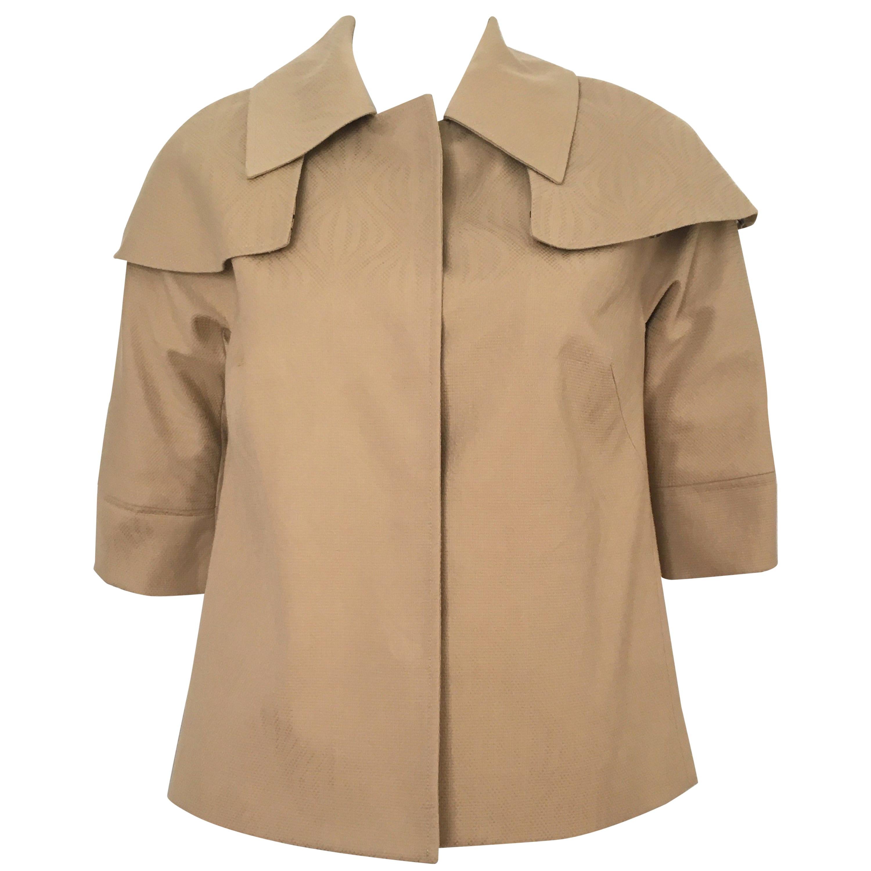 Lela Rose Tan Caped Swing Jacket Size 4. Never Worn. For Sale