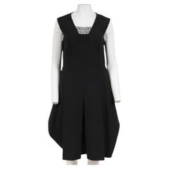 Lela Rose Women Lace Pearl Trim Flare Dress Size US 12 Black Pleated Cotton Poly