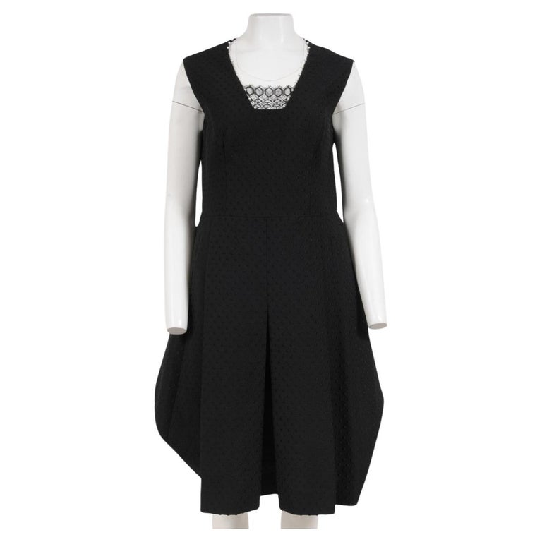 Lela Rose Women Lace Pearl Trim Flare Dress Size Us 12 Black Pleated Cotton Poly Lela Rose Women Lace Pearl Trim Flare Dress Size Us 12 Black Pleated Cotton Poly