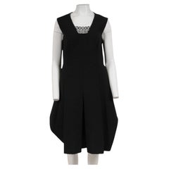 Lela Rose Women Lace Pearl Trim Flare Dress Size US 12 Black Pleated Knee Length