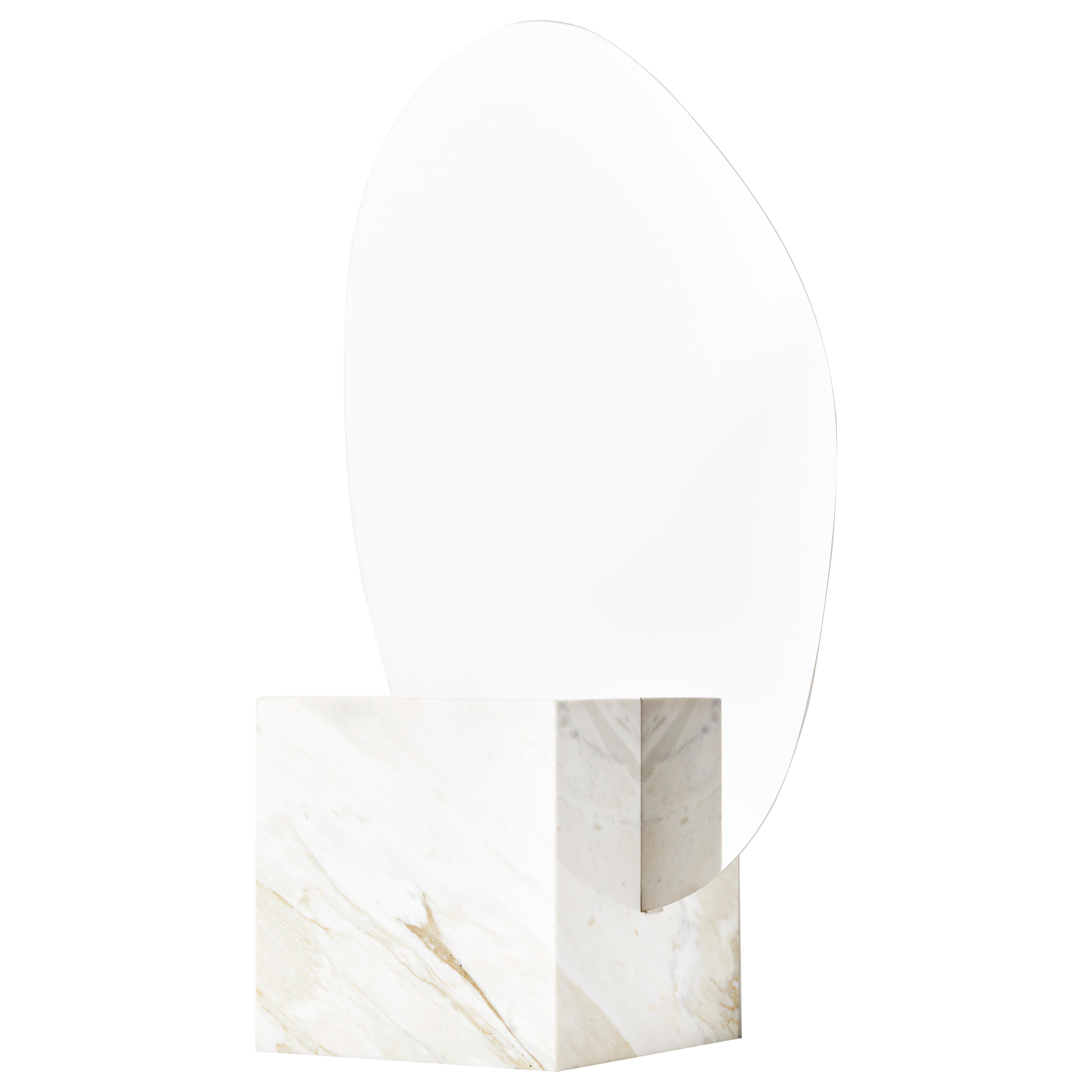 LELA White, Calacatta Marble, Sculptural Modern Mirror