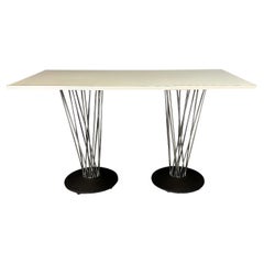 Leland International Marquette Table W/ Stainless Steel Double Pedestal Form