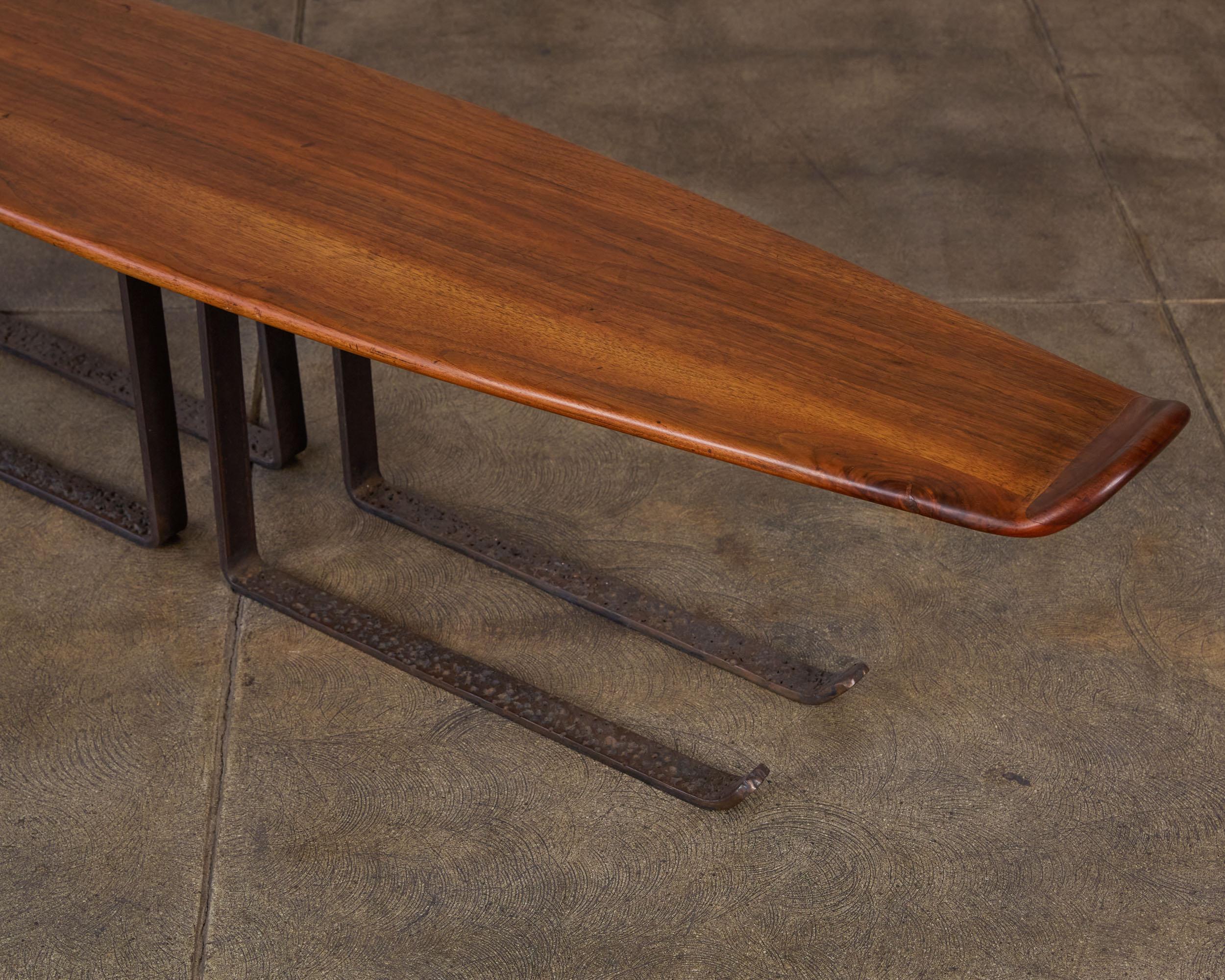 Leland Swennes Bronze and Walnut Coffee Table 6