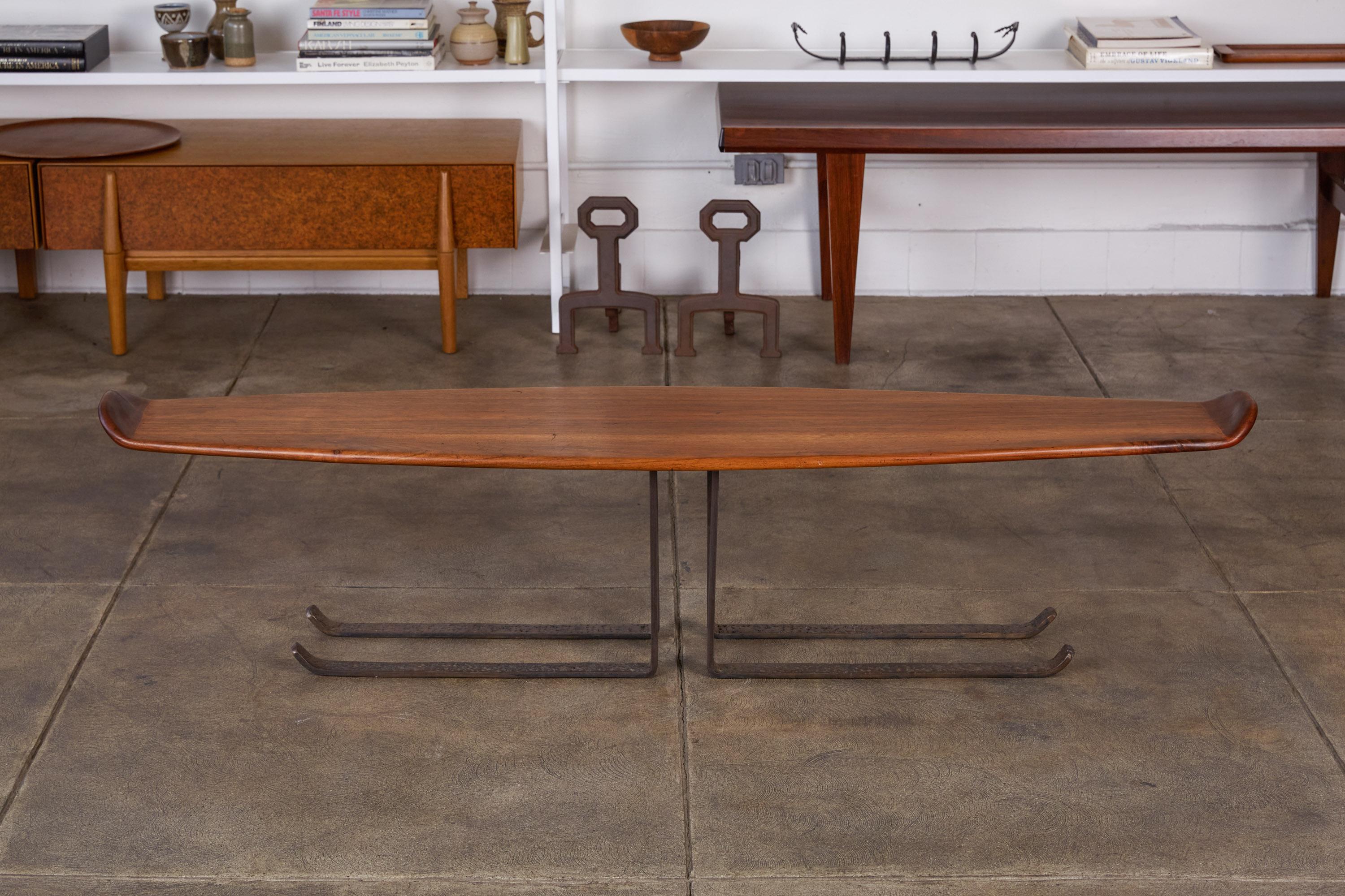 Mid-20th Century Leland Swennes Bronze and Walnut Coffee Table