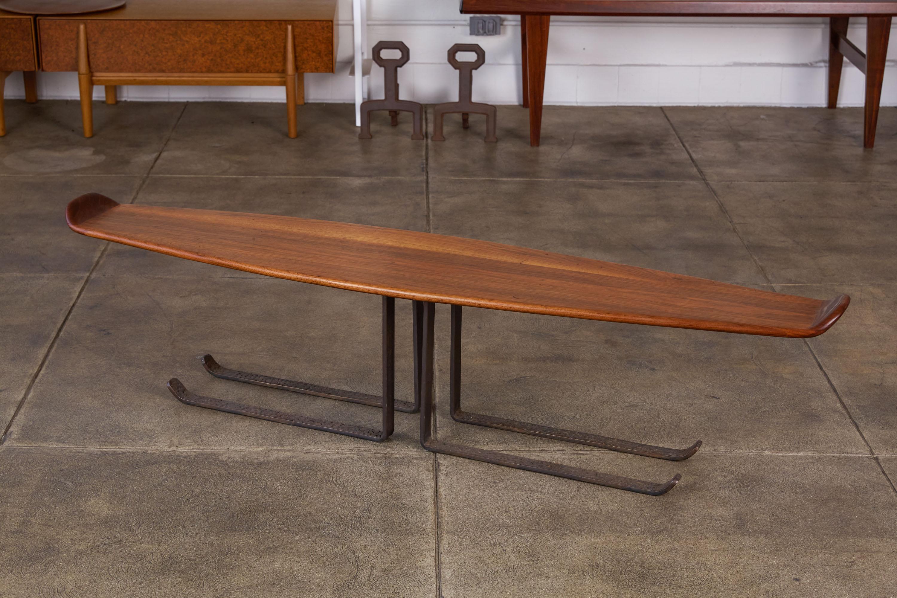 Mid-Century Modern Leland Swennes Bronze and Walnut Coffee Table