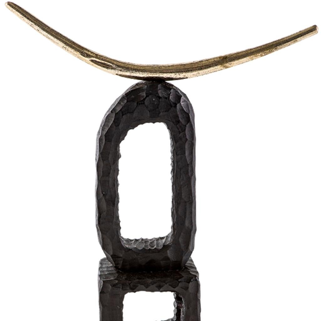 Modern Lelapa Hand Carved and Cast Solid Brass Decorative HORN TOTEM Sculpture For Sale
