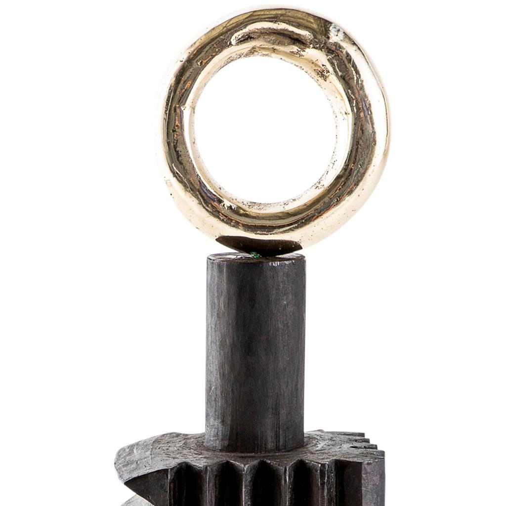 Modern Lelapa Hand Carved and Cast Solid Brass Decorative RING TOTEM Sculpture  For Sale