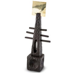 Lelapa Hand Carved and Cast Solid Brass Decorative SQUARE TOTEM Sculpture Set