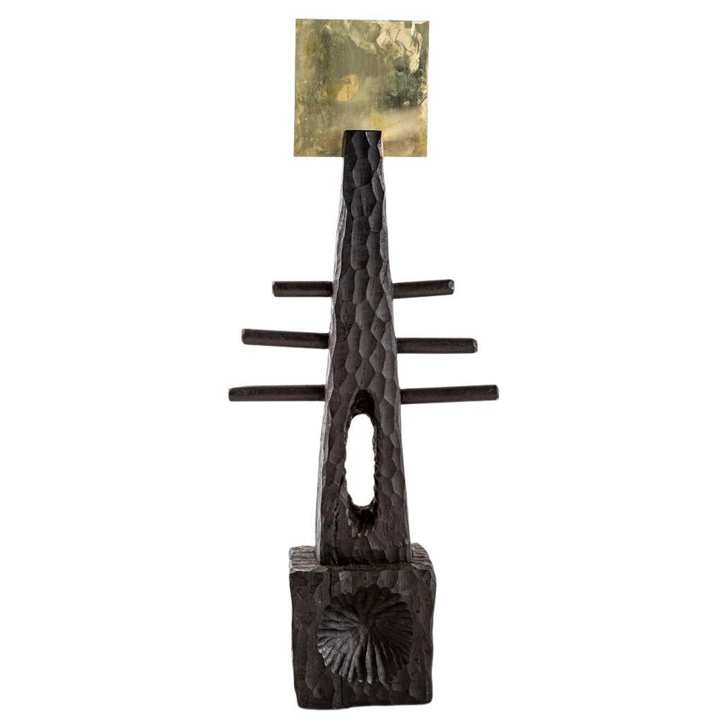 Lelapa Hand Carved and Cast Solid Brass Decorative SQUARE TOTEM Sculpture Set For Sale