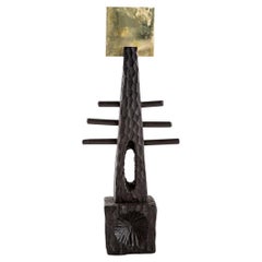 Lelapa Hand Carved and Cast Solid Brass Decorative SQUARE TOTEM Sculpture Set