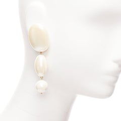 LELE SADOUGHI cream big geometric faux pearls drop pin earrings