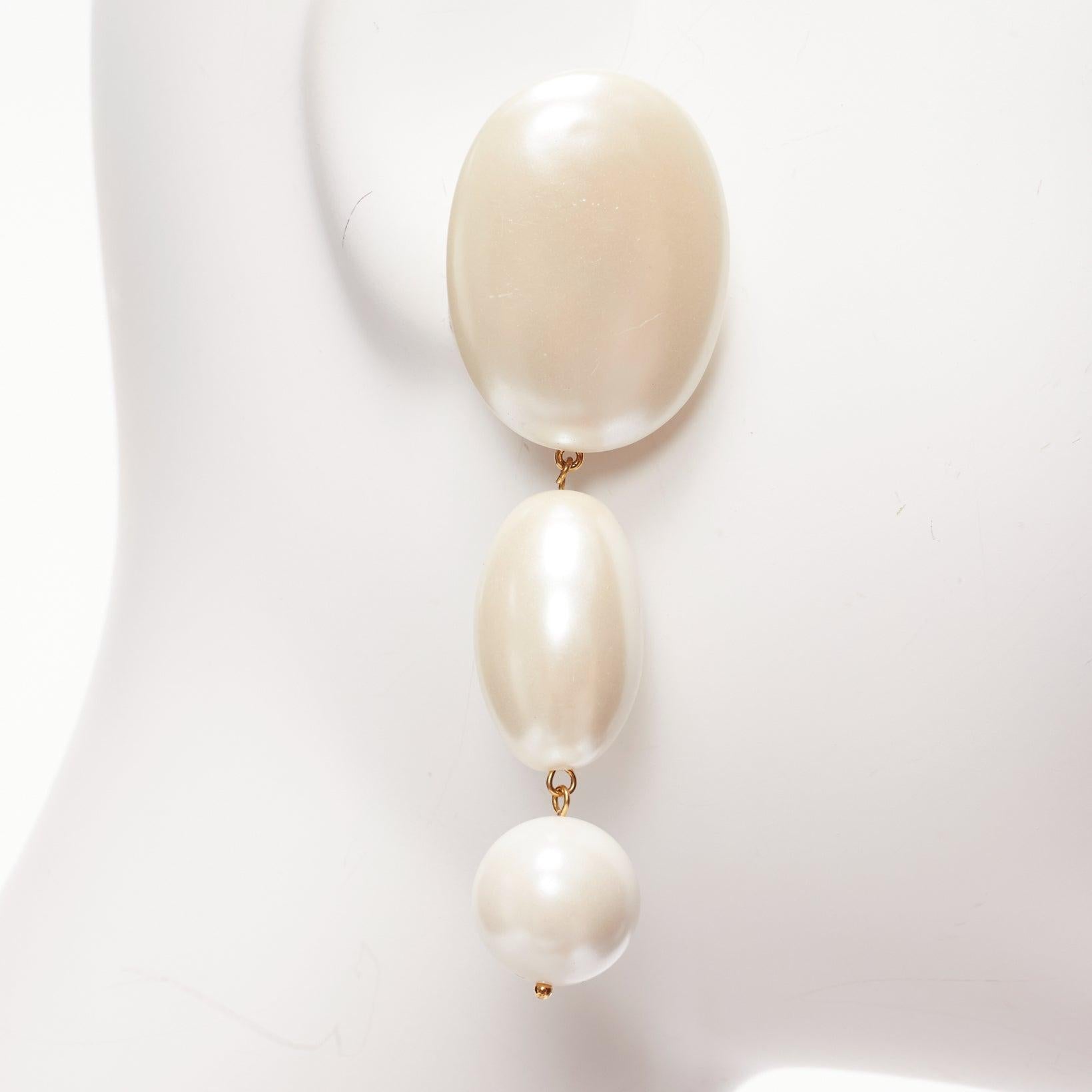 Women's LELE SADOUGHI cream big geometric faux pearls drop pin earrings For Sale