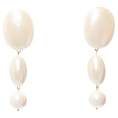 LELE SADOUGHI cream big geometric faux pearls drop pin earrings