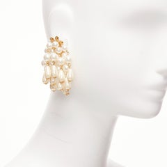 LELE SADOUGHI cream faux pearl starburst dangling chandelier pin earrings
