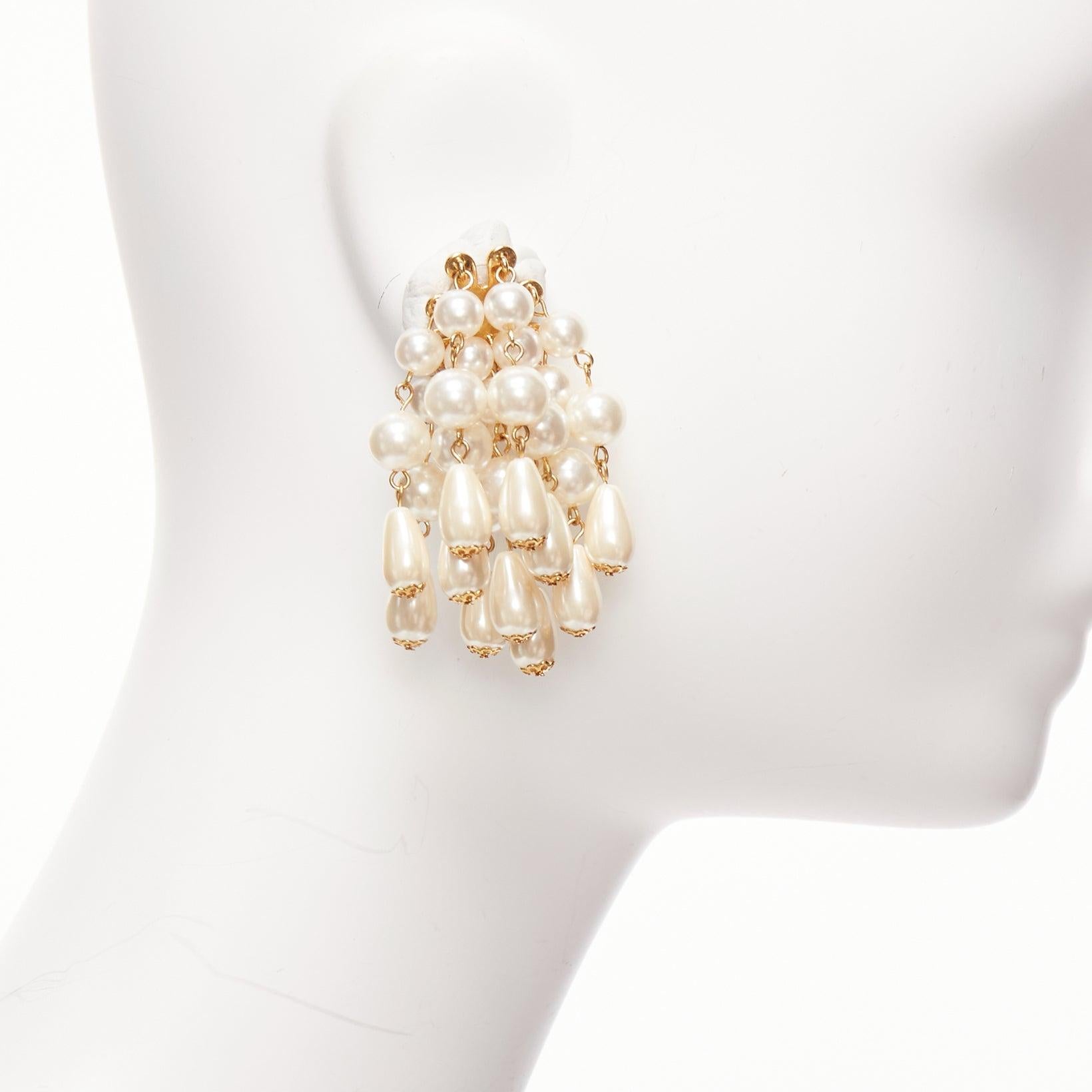 LELE SADOUGHI cream faux pearl starburst dangling chandelier pin earrings In Excellent Condition For Sale In Hong Kong, NT