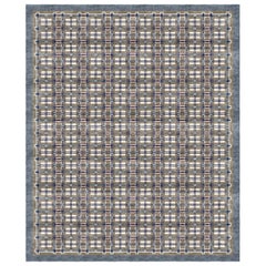 Leleu Chivarly Grey - Patterned Art Deco Rug natural Wool Silk 