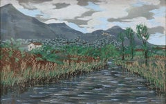 The River Ninfa - 1930's French Italian Impressionist Antique Landscape Painting