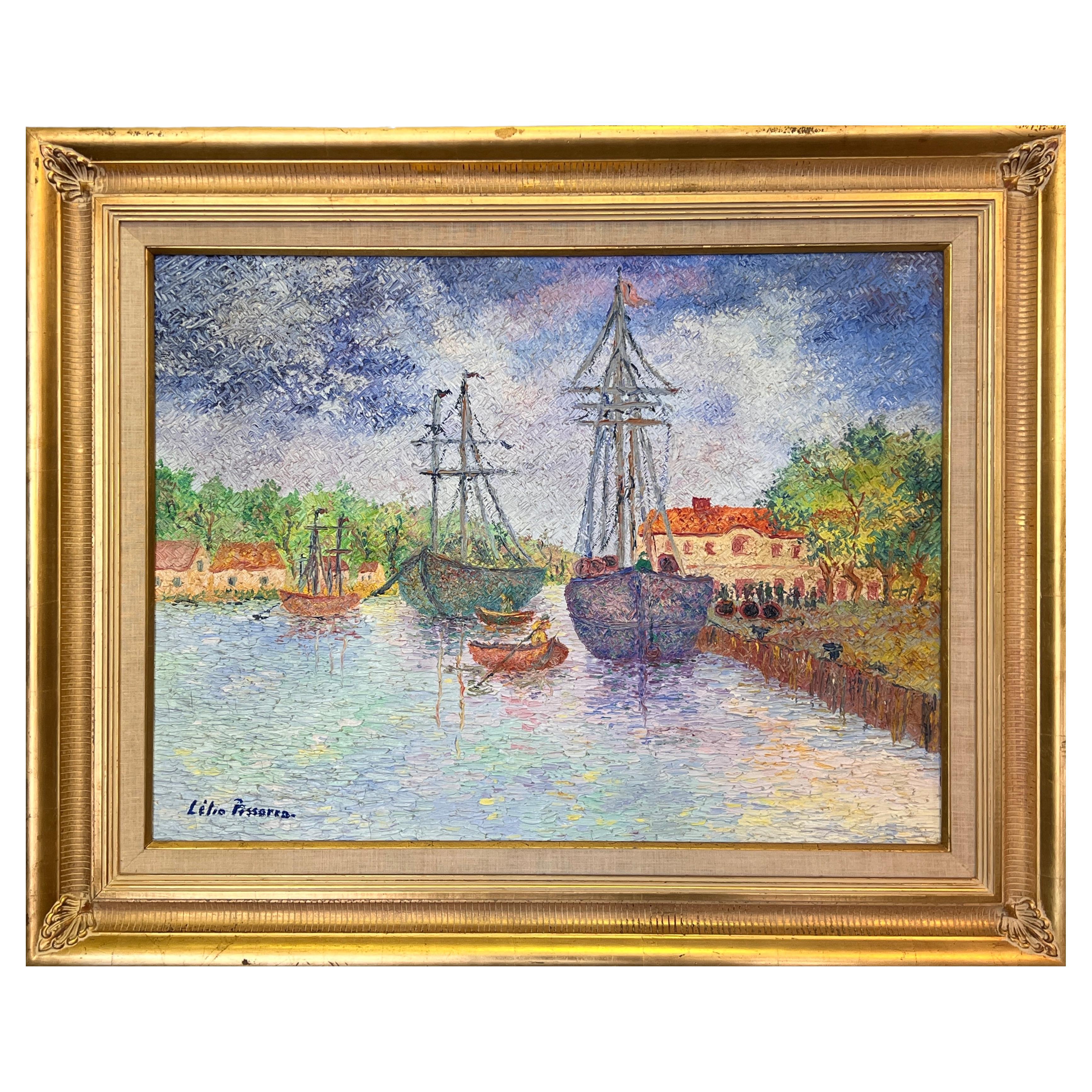 Lelia Pissarro "Le Port De Taumeck En France" Circa 1987 For Sale