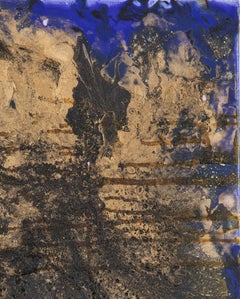 Composition abstraite en bleu et or 2 de Llia Pissarro - Peinture abstraite