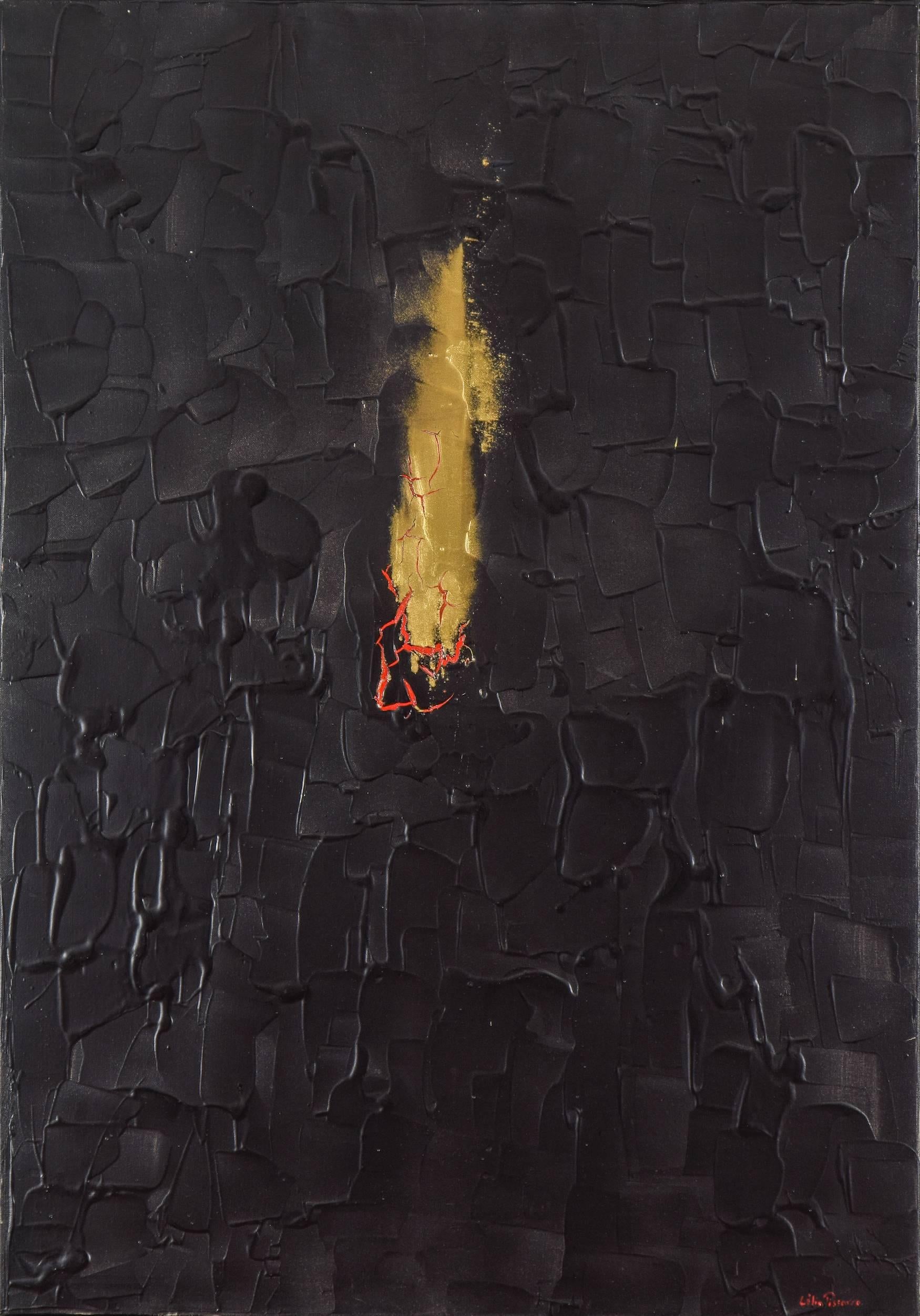 Brennendes Verlangen von Llia Pissarro - Abstrakte Malerei, Acryl und Goldpulver