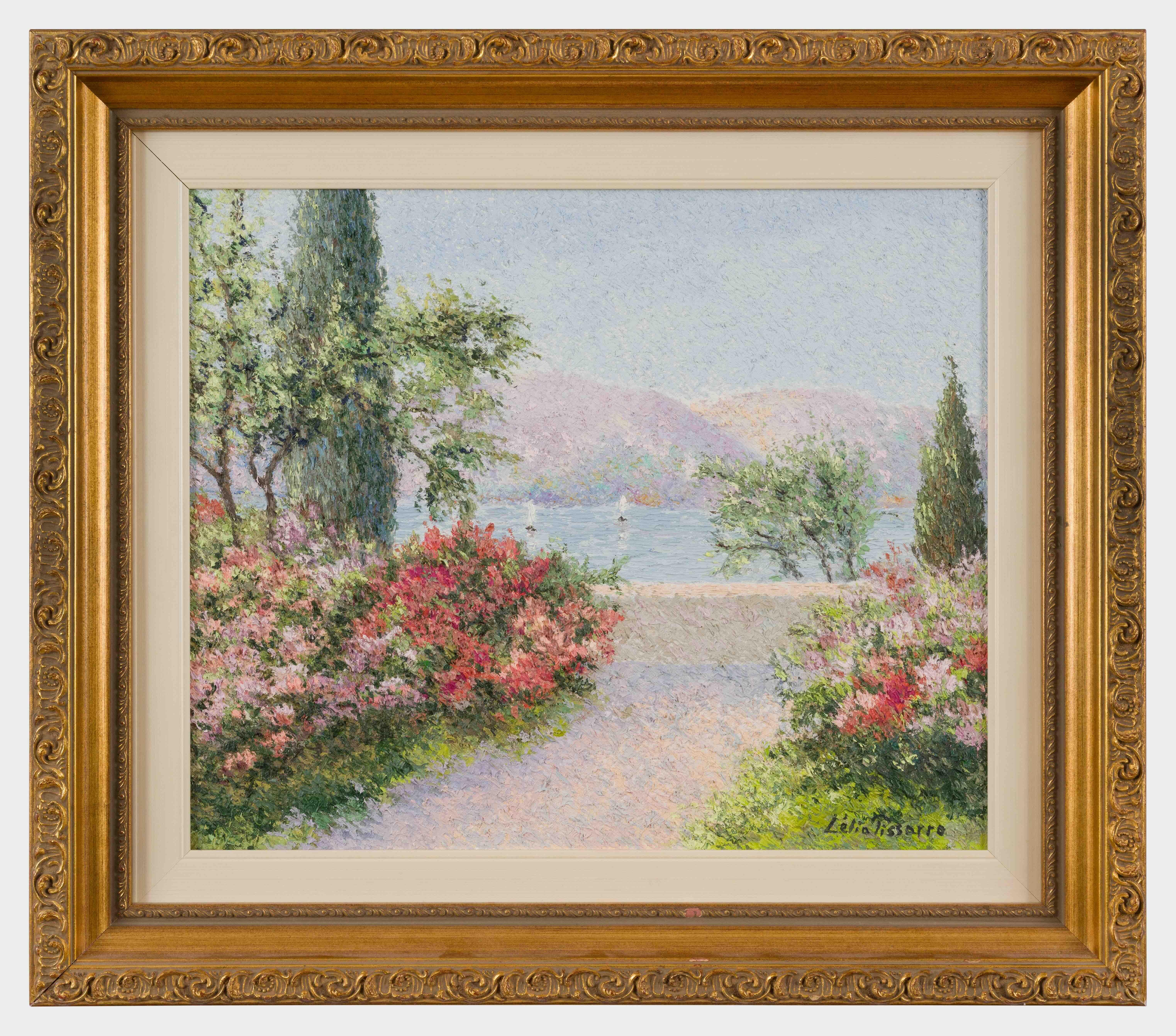 Le jardin de Lysou à Monaco von Lélia Pissarro - Ölgemälde, Landschaft – Painting von Lelia Pissarro