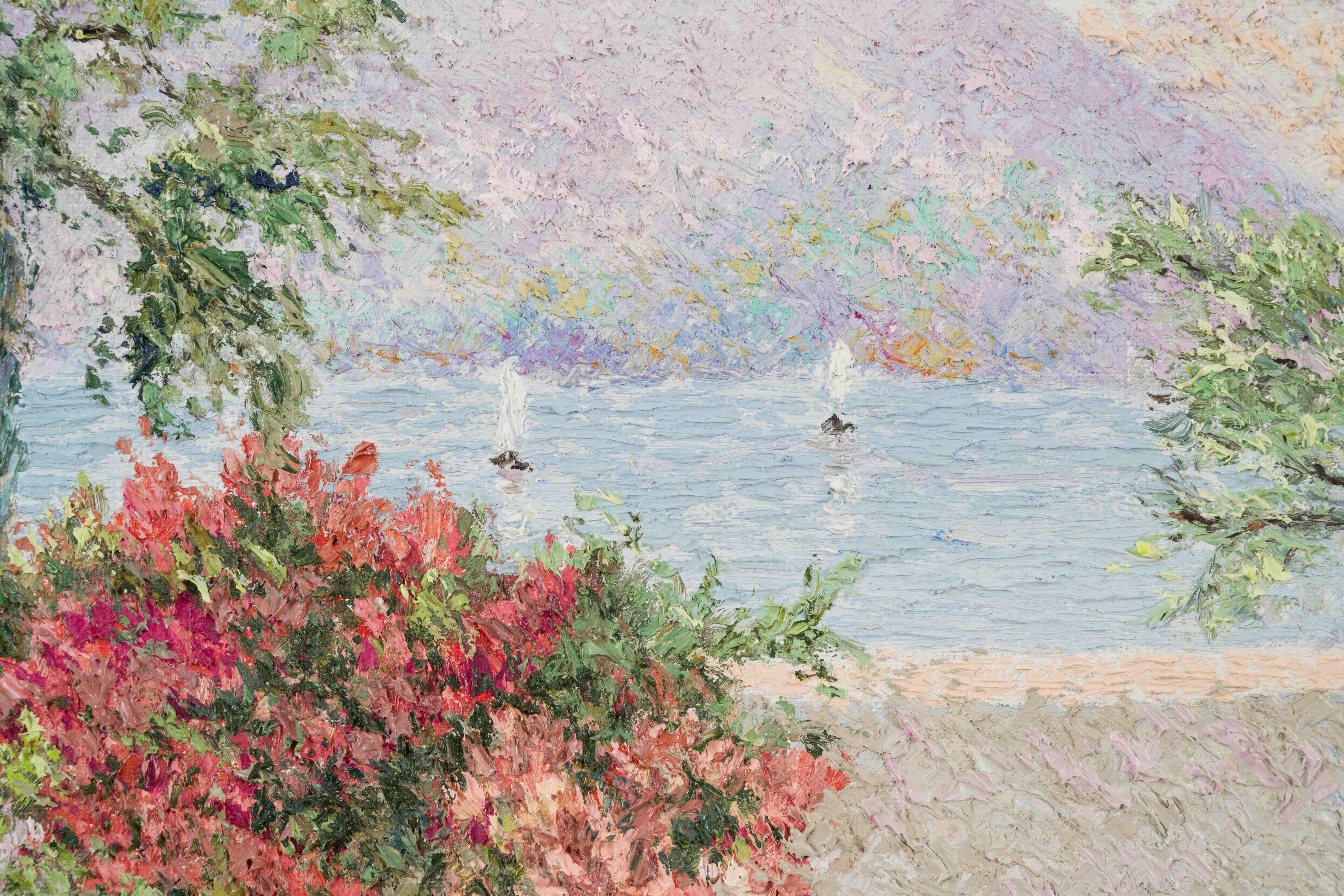 Le jardin de Lysou à Monaco von Lélia Pissarro - Ölgemälde, Landschaft (Post-Impressionismus), Painting, von Lelia Pissarro