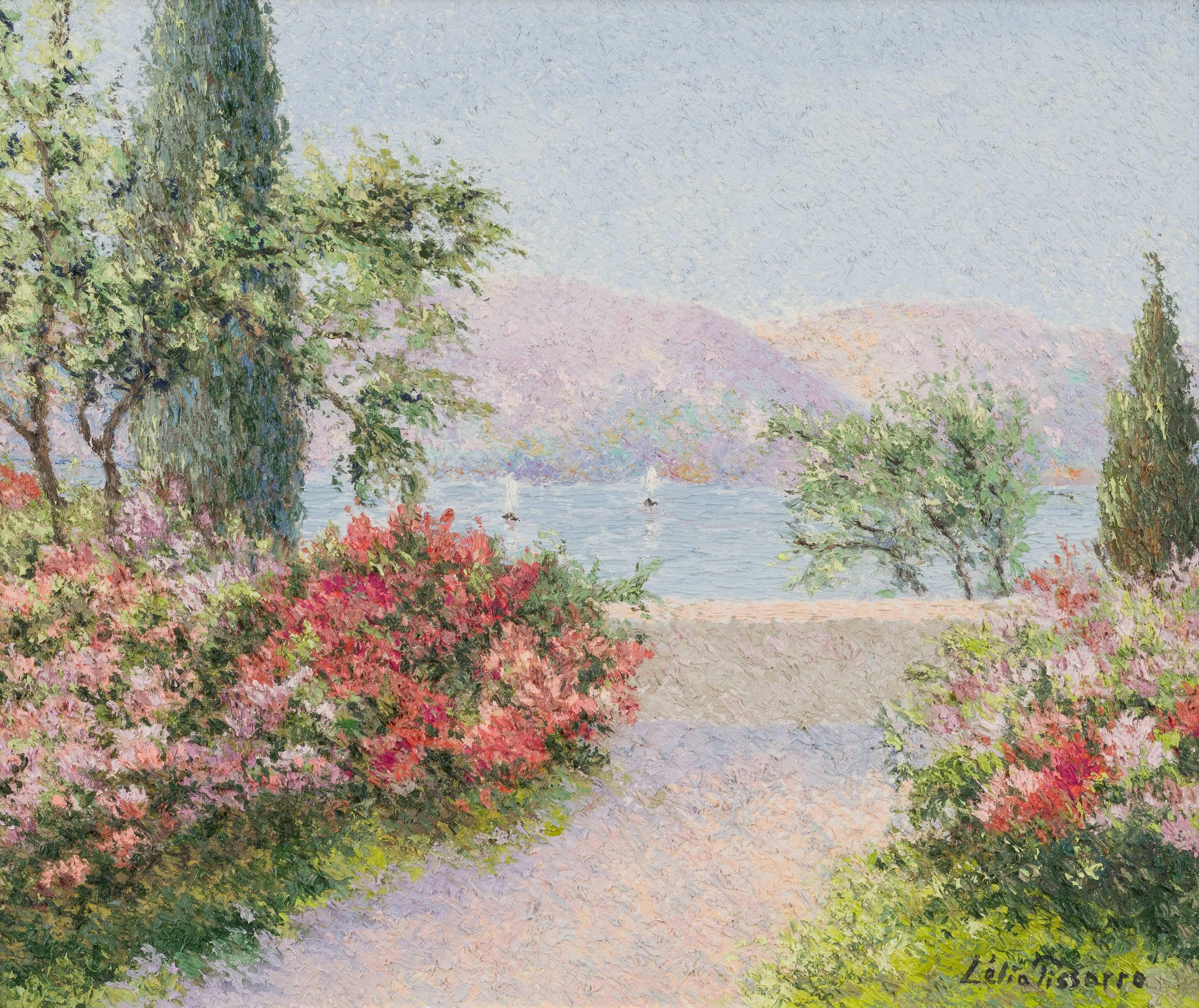 Le jardin de Lysou à Monaco de Lélia Pissarro - Pintura al óleo, Paisaje