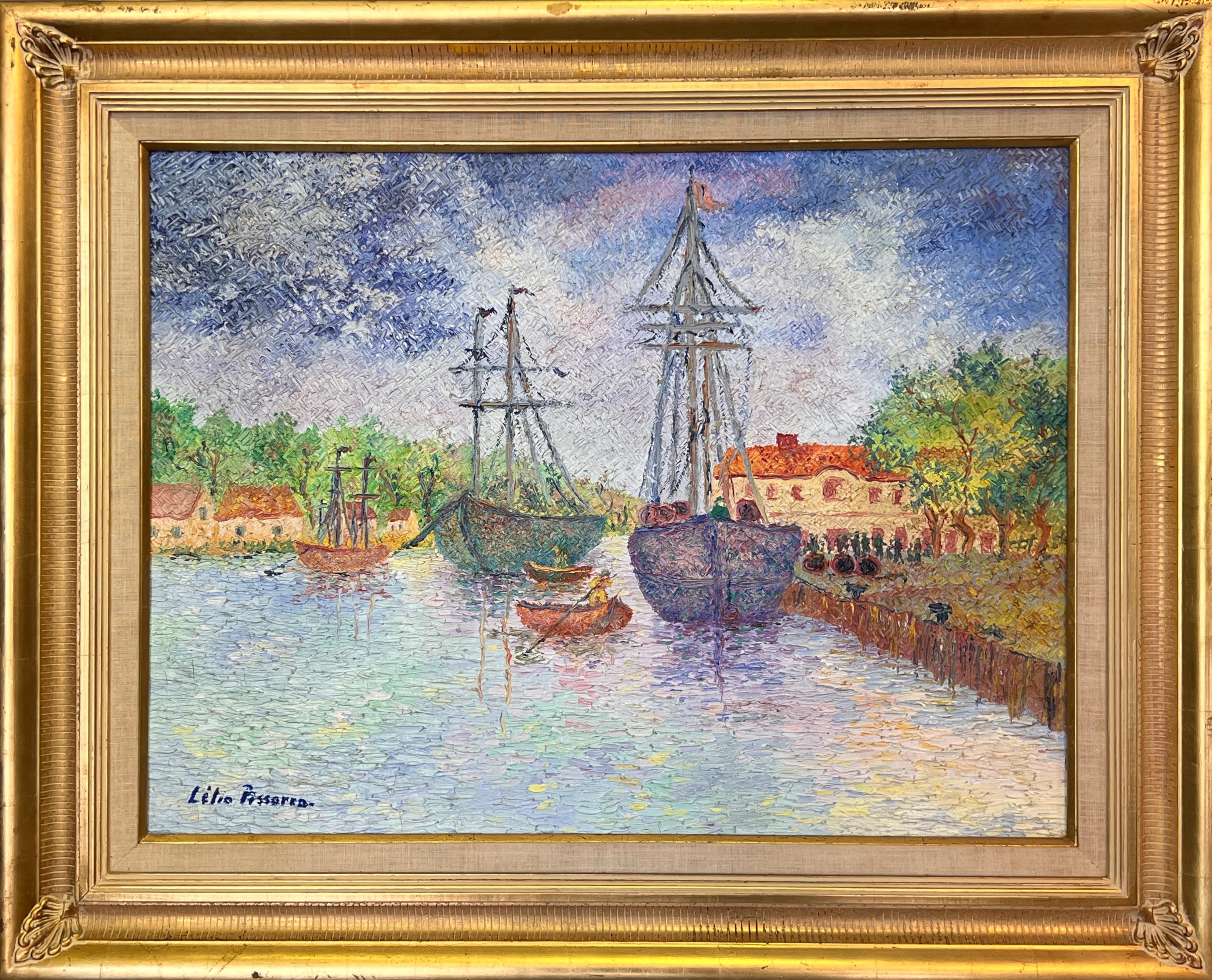 Le Port de Taumeck en France - Painting by Lelia Pissarro