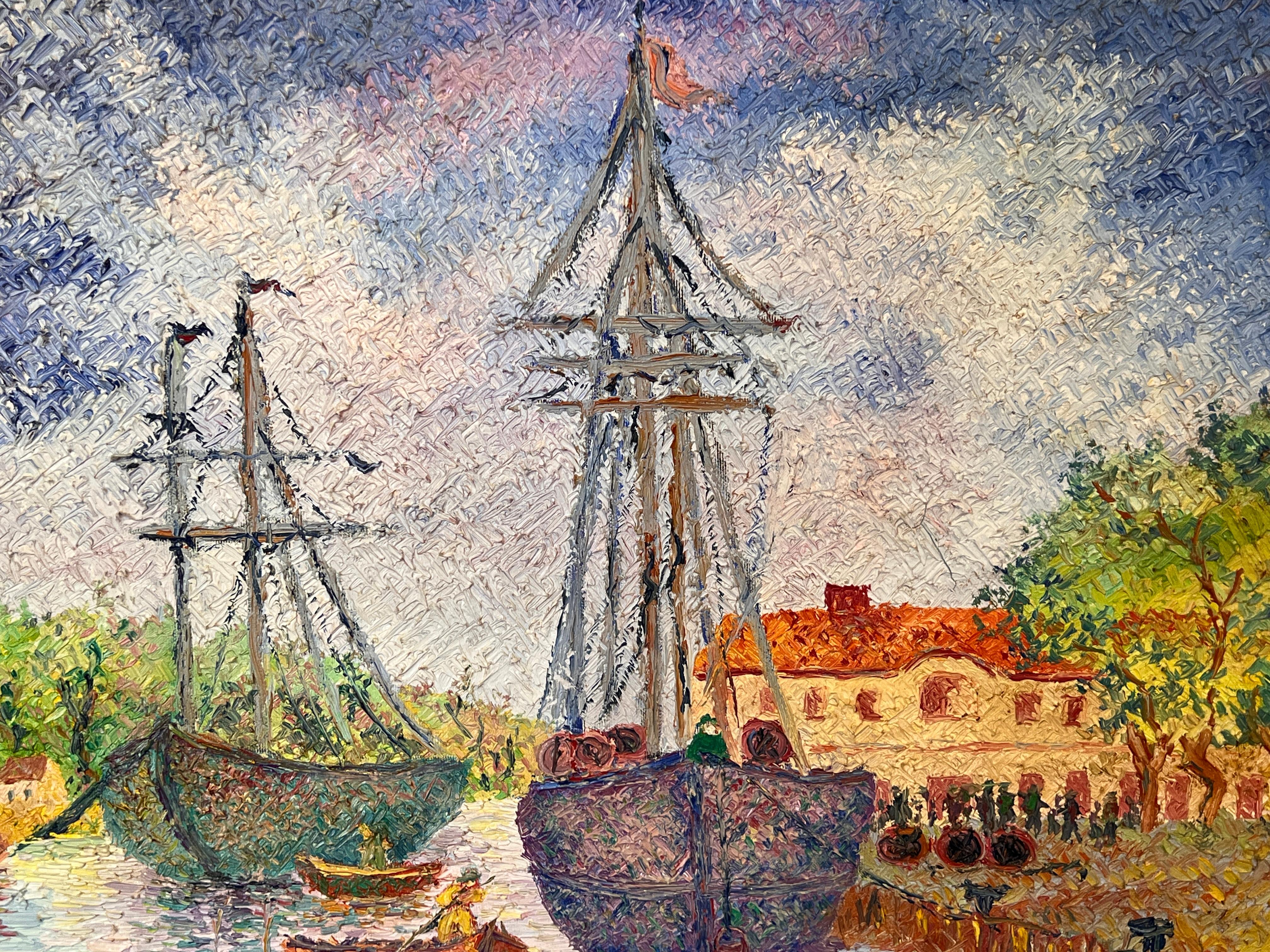 Le Port de Taumeck en France - Impressionist Painting by Lelia Pissarro