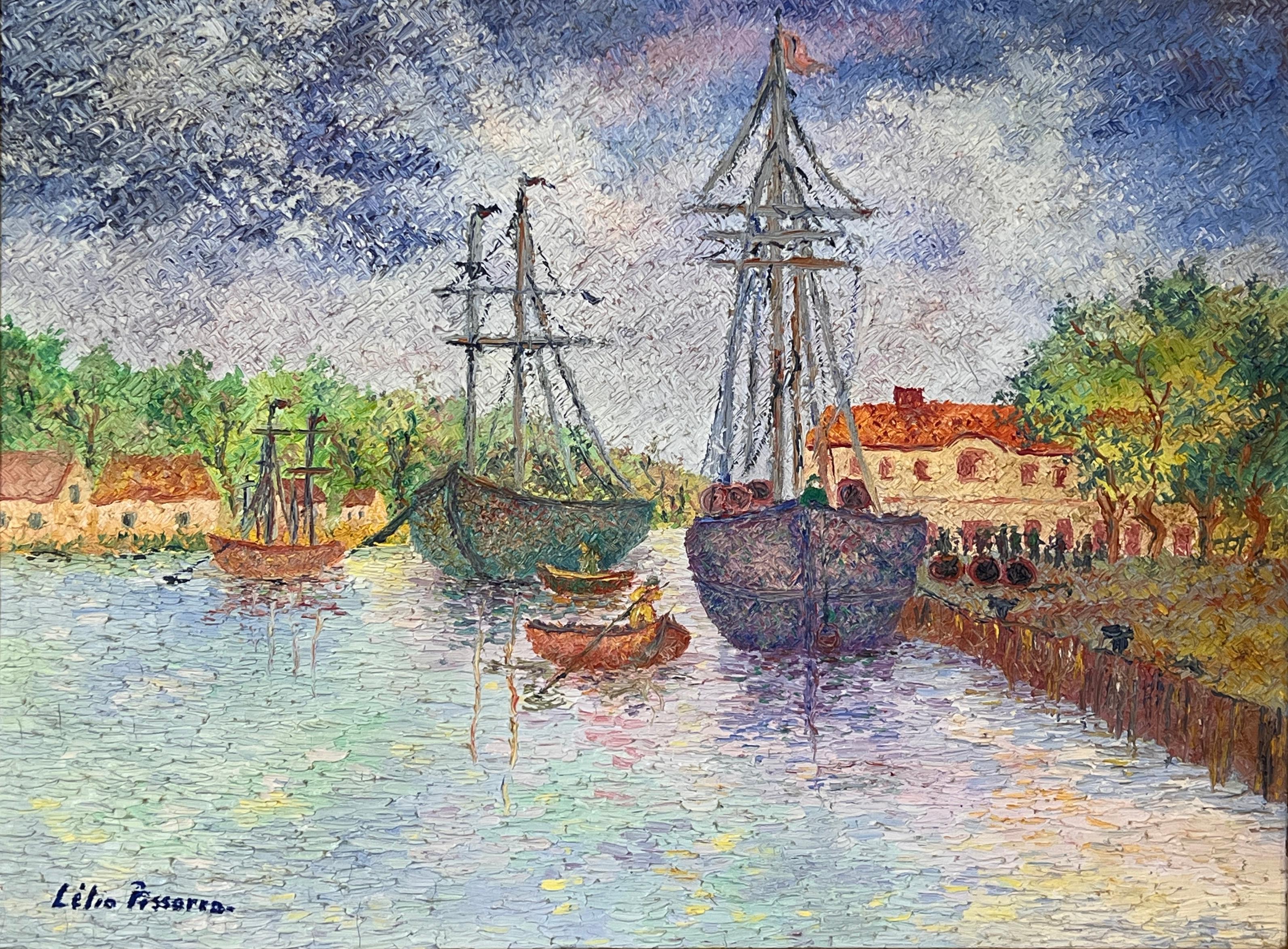 Landscape Painting Lelia Pissarro - Le Port de Taumeck en France