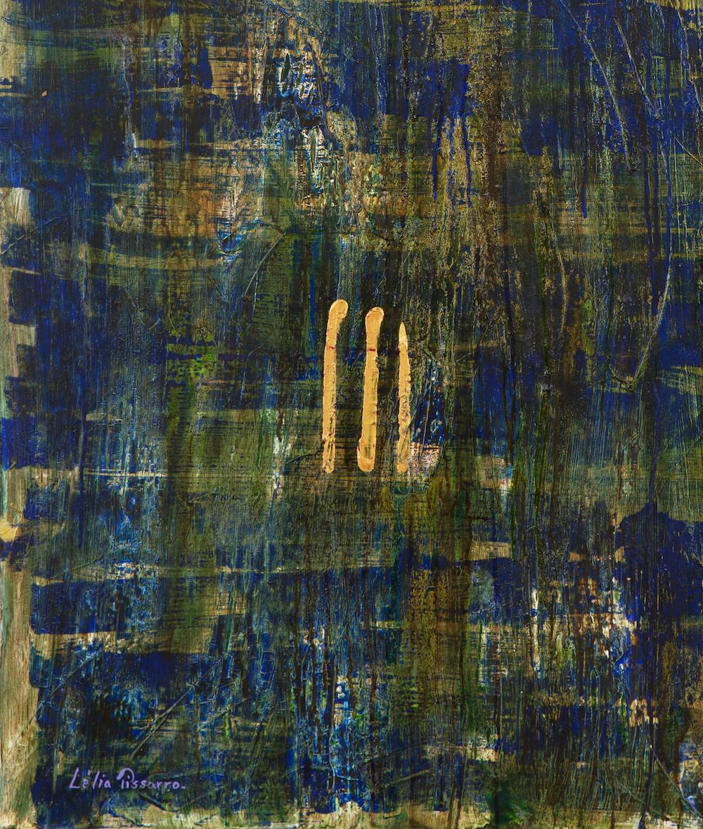 Rino sauvage sous la pluie, ta force ma taille di Lélia Pissarro - Painting di Lelia Pissarro