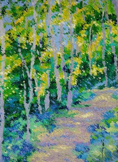 «Campanilla escondida», de Lélia Pissarro - Óleo, figurativo, naturaleza, arte