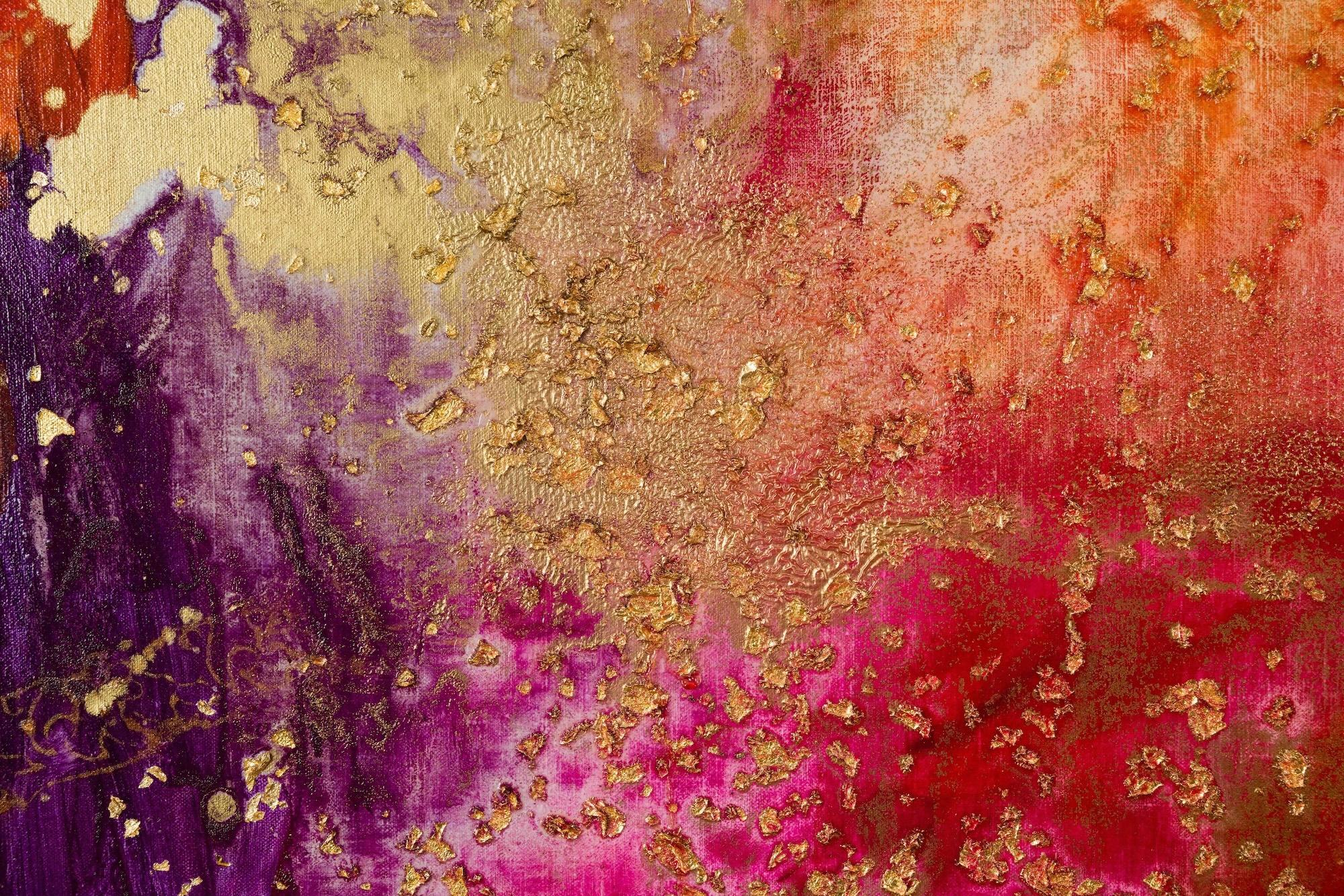 Tu porteras chance von Lélia Pissarro - Abstraktes, lebhaftes, farbenfrohes Gemälde – Painting von Lelia Pissarro