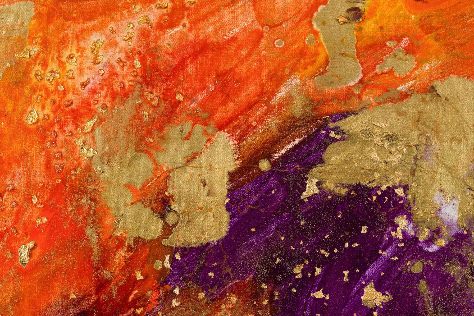 Tu porteras chance von Lélia Pissarro - Abstraktes, lebhaftes, farbenfrohes Gemälde im Angebot 1