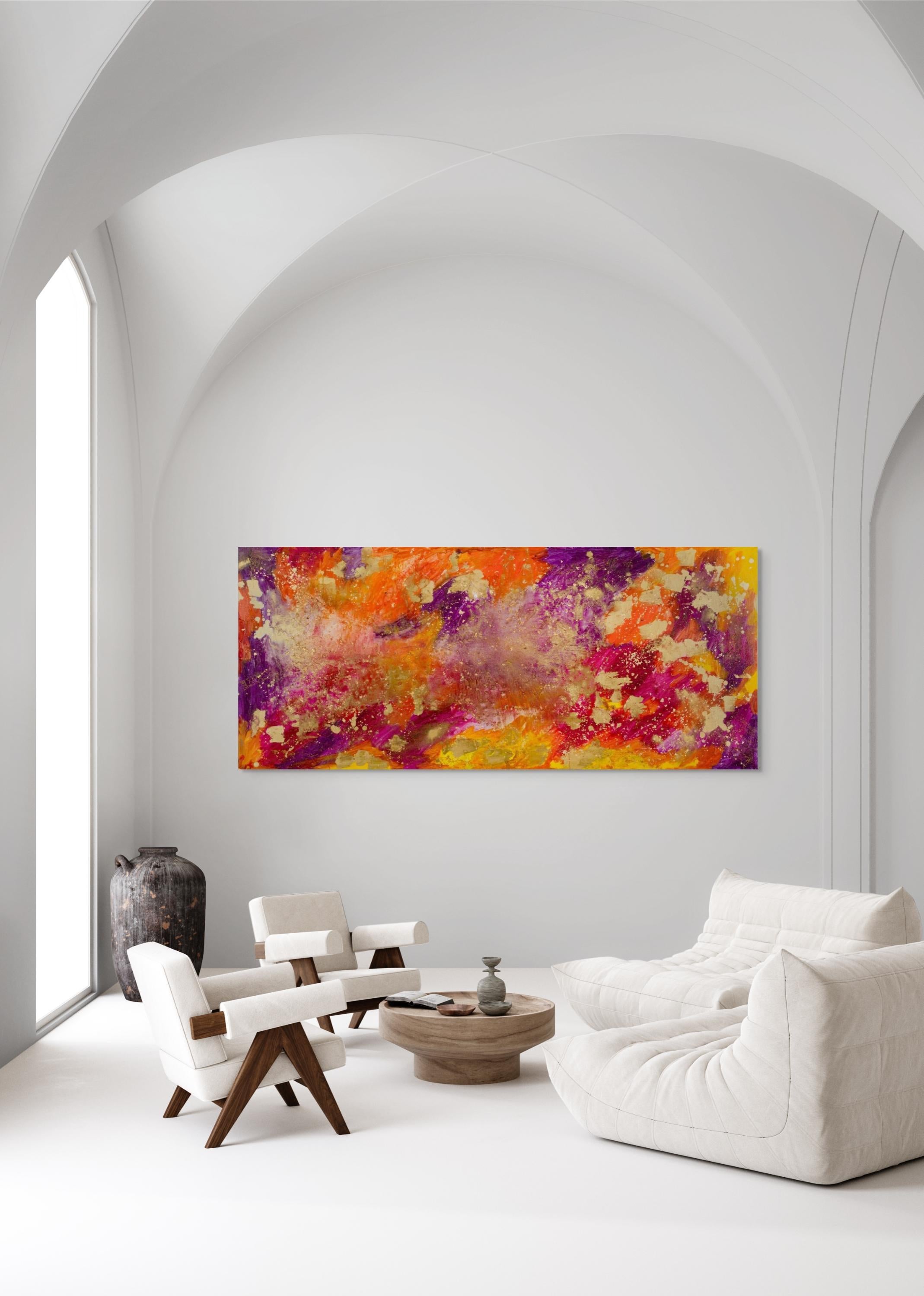 Tu porteras chance von Lélia Pissarro - Abstraktes, lebhaftes, farbenfrohes Gemälde im Angebot 3