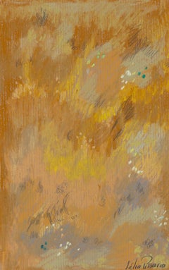 Pré jaune, peinture au pastel et au crayon sur papier de Lélia Pissarro, 2016