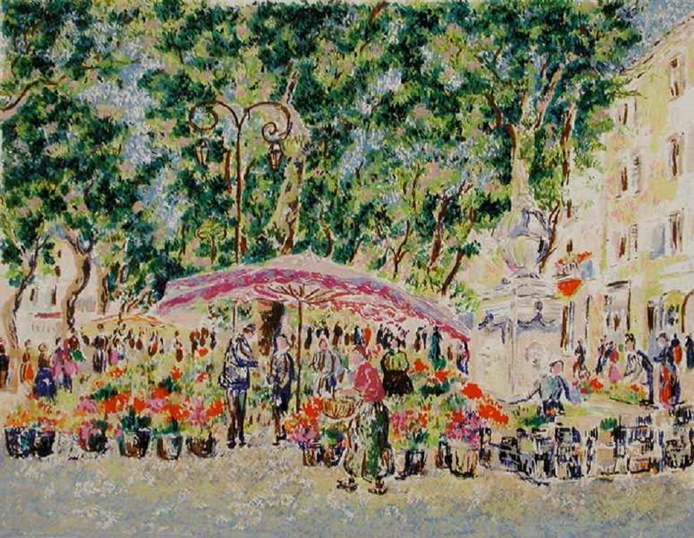 Lelia Pissarro Figurative Print - Series - Market in Provence by Lélia Pissarro, Serigraph