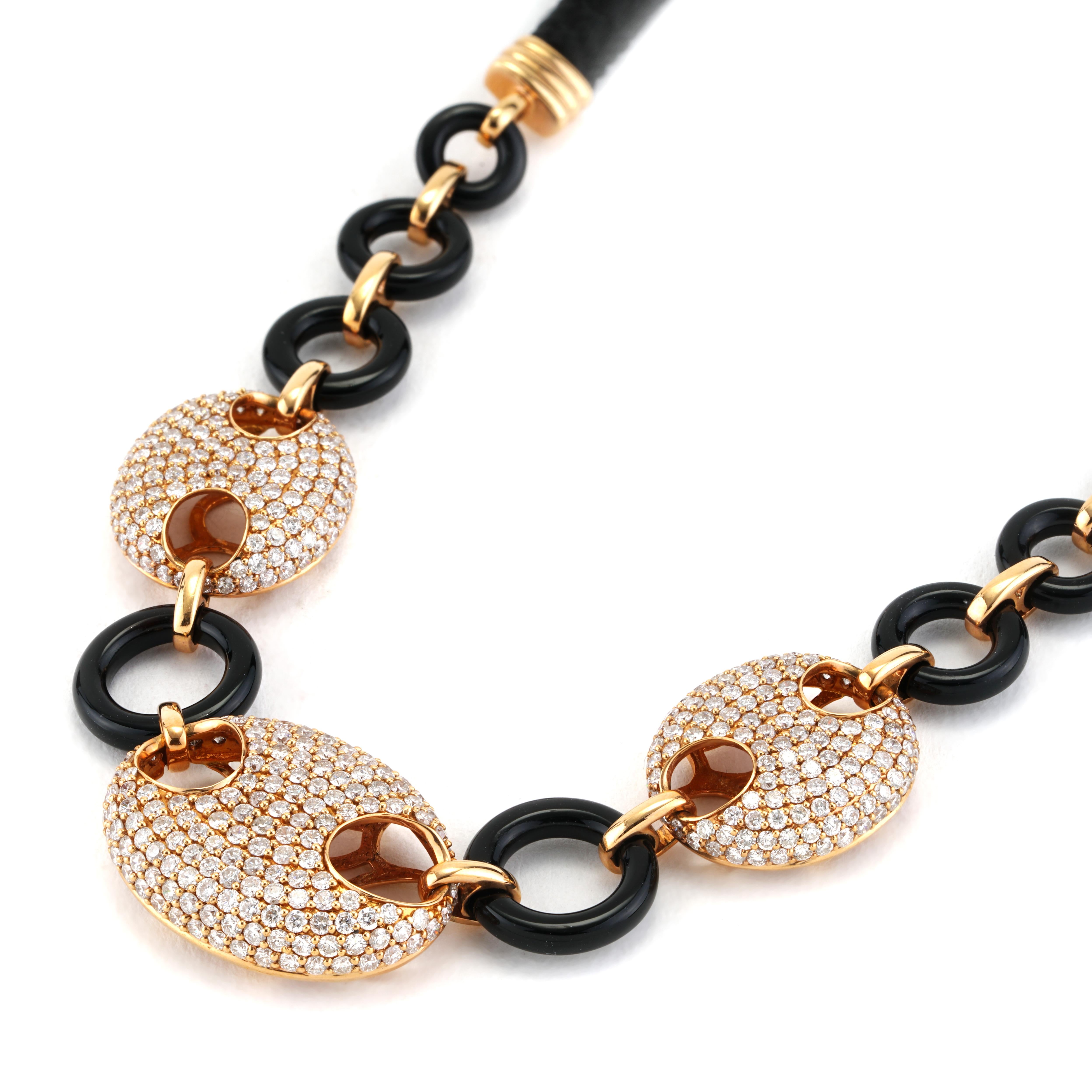 Collana L'Élise con diamanti da 4,90 CTTW in oro rosa 18 carati e cordoncino nero in vendita 1