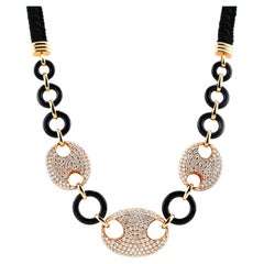 L'Élise - Collier de diamants en or rose 18 carats de 4,90 CTTW sur cordon noir