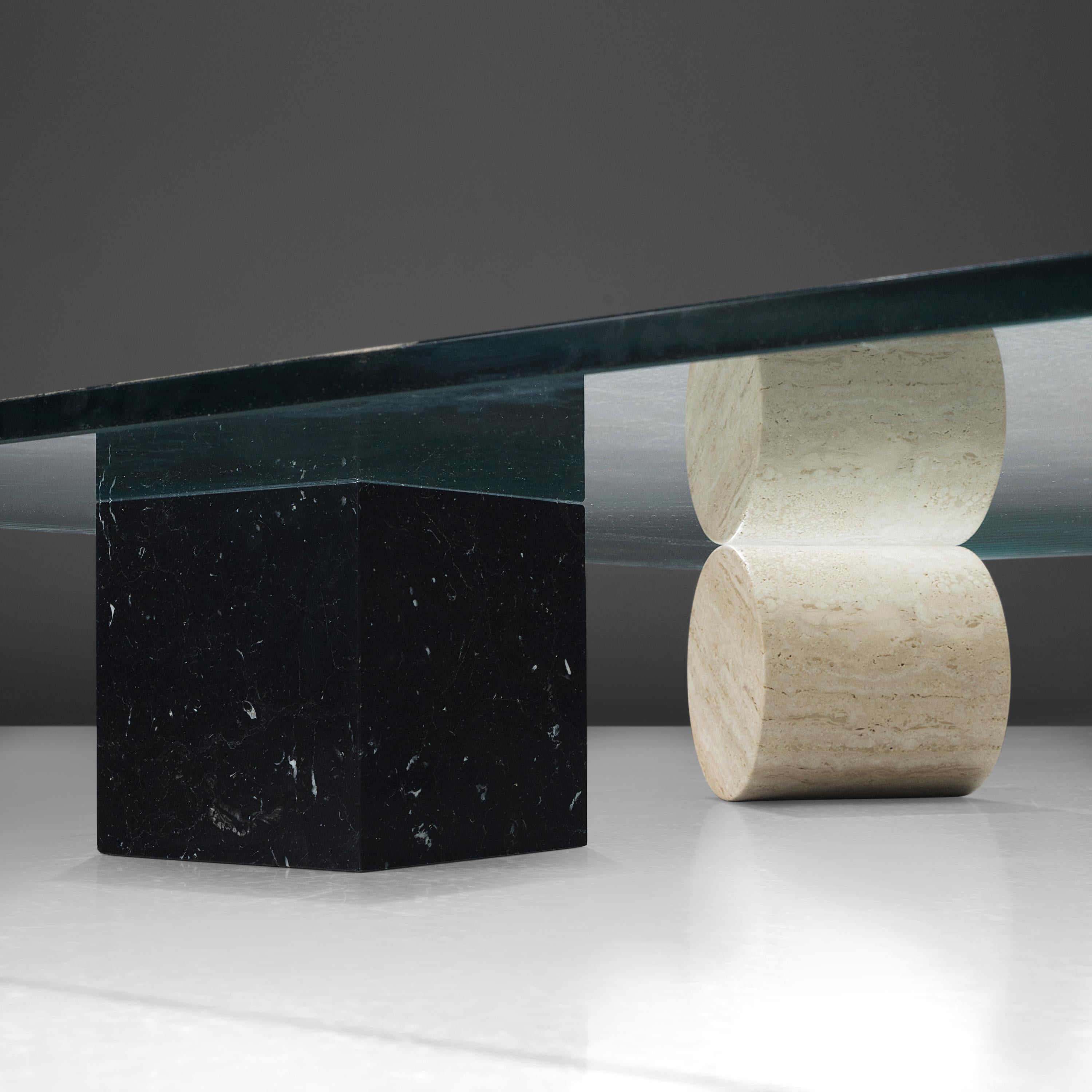 Late 20th Century Lella and Massimo Vignelli Marble 'Metaphora' Coffee Table in Marble and Brass